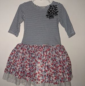 Adorable girls floral and striped dress